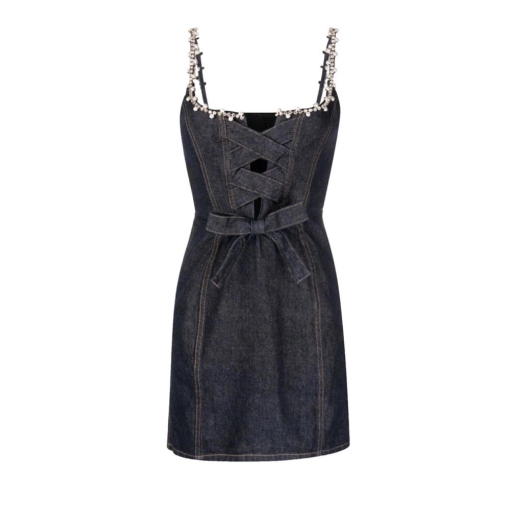 AREA Black Denim Mini Dress
